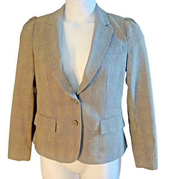 New York & Company Jackets & Blazers - New York & Co Women's Size 10 Black Plaid 2 Button Blazer Jacket